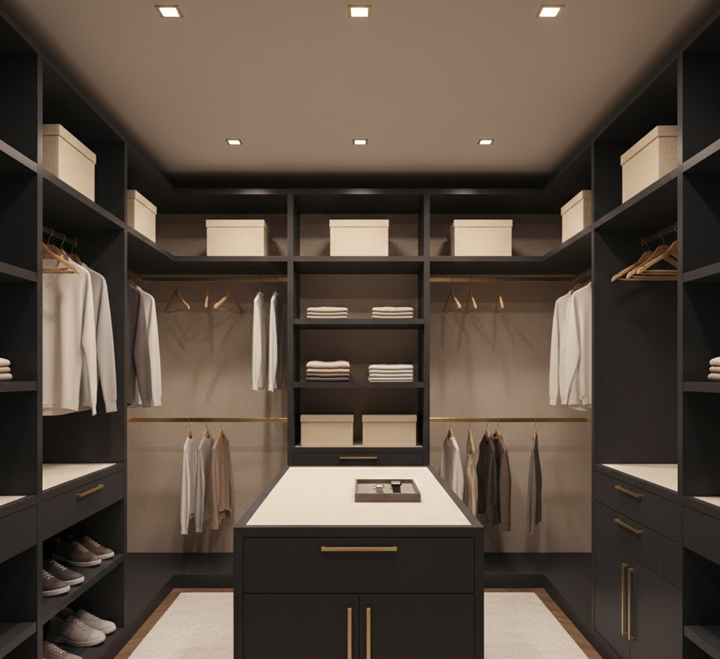 Elegant organized walk-in closet
